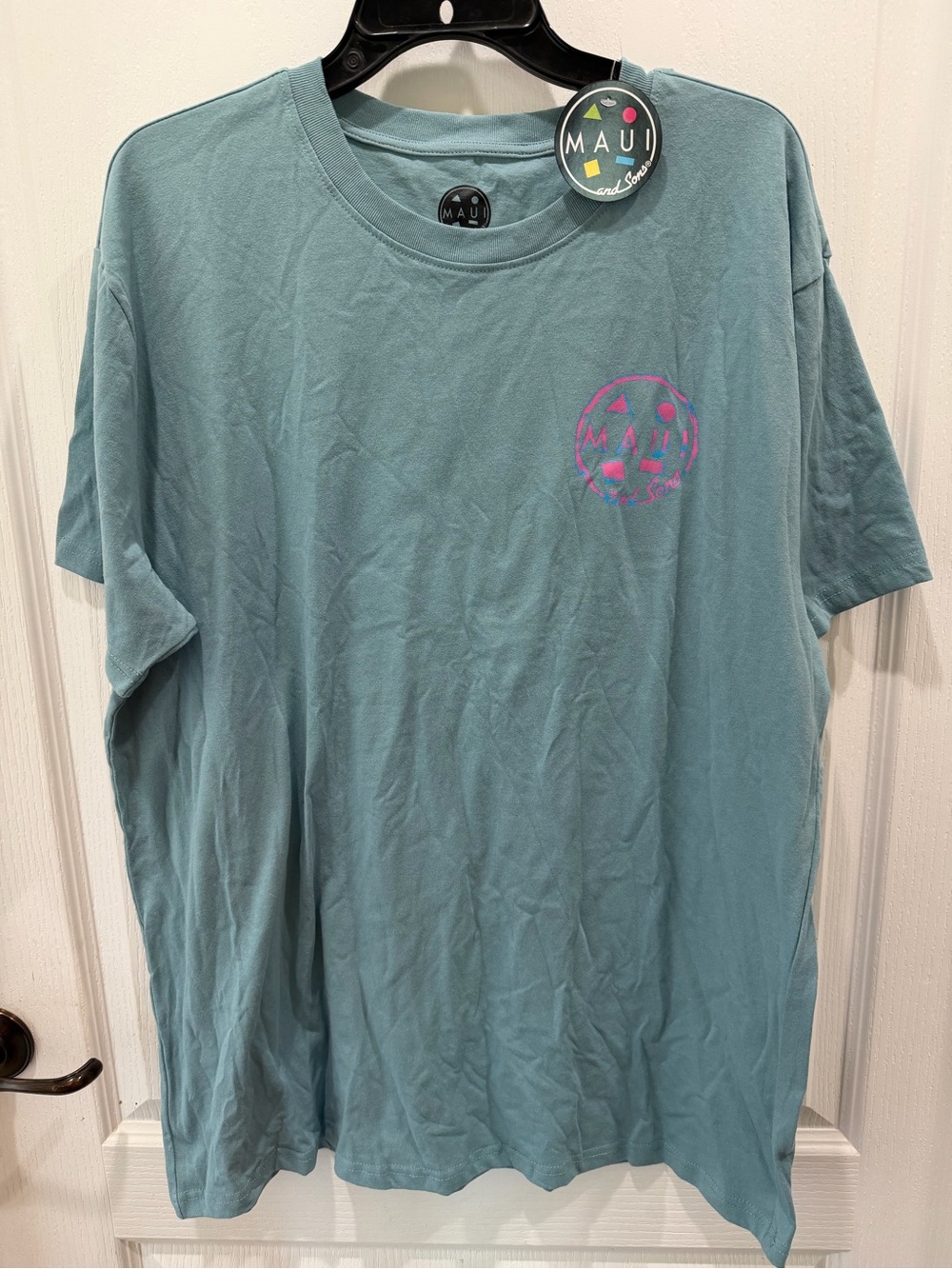 Maui and Sons Teal Short-Sleeve Tee with Pink Logo